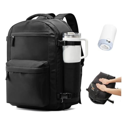 winspansy Vacuum Backpack Travel with Pump Carry on Luggage Flight Approved Essentials Personal Item Travel Bag with Vacuum System Waterproof Compression Backpack for Women Men Mochila de Viaje Black - color: C2-black