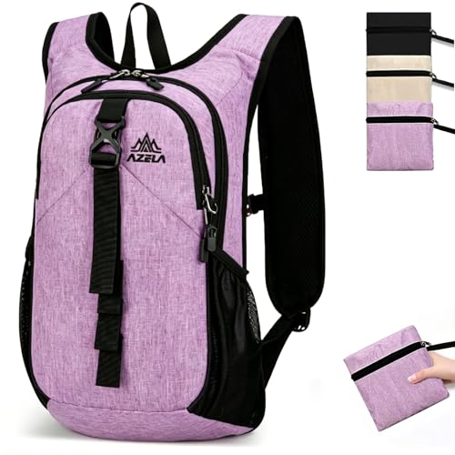 15L Small Hiking Backpack Foldable Ultralight Trekking Camping Outdoors Backpack for Women Men (Purple) - color: Purple