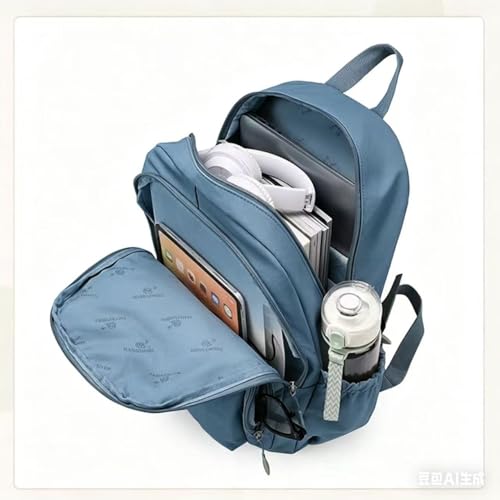 Casual Backpack, Multi-Pocket Design with Front Zipper Compartment (Blue) - color: Blue