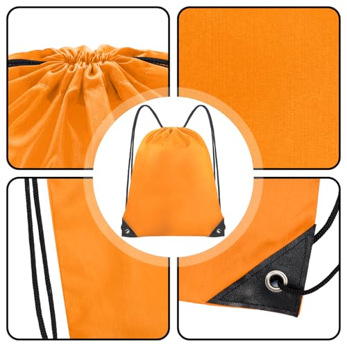Grneric Drawstring Backpack Bulk 70Pcs String Backpack Drawstring Bags Cinch Bag Sackpack for Men Women Gym(Orange) - color: Orange