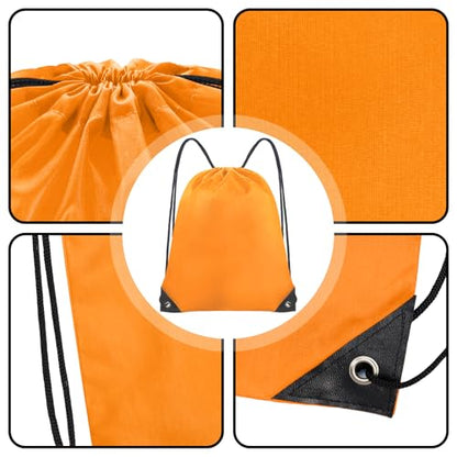 Grneric Drawstring Backpack Bulk 70Pcs String Backpack Drawstring Bags Cinch Bag Sackpack for Men Women Gym(Orange) - color: Orange