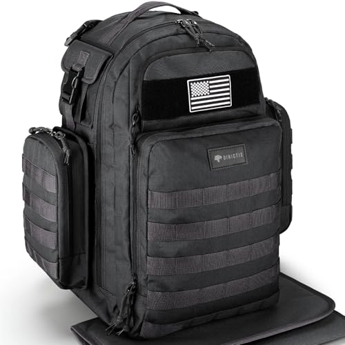 Dinictis Dad Diaper Bag, Mens Diaper Bag Backpack with Diaper Changing Mat, Military Diaper Backpack with Molle Webbing, Waterproof Pouch, Baby Wipes pocket, Insulated Bottle Pockets- Tropical Black - color: Tropical Black