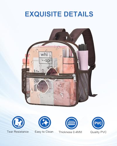 Clear Backpack for Stadium Events, 12x12x6 Small Clear Plastic bag with Reinforced Straps for Game Security Festival Concert - color: Chocolate