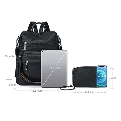 Shrrie Backpack Purse for Women Leather Backpack Fashion Designer Travel Backpack Convertible Shoulder Bag - color: 1-8 Two-tone Black