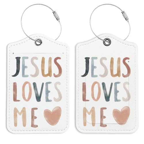 Jesus Loves Me Luggage Tags for Suitcases, Luggage Tags for Suitcases Women, Scripture Luggage Tag, Luggage Tags Cute, Back to School, Trendy Girly 2 Pack Travel Luggage Tags - color: Jesus Love Me