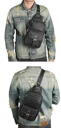 Le'aokuu Outdoor Casual Travel Hiking Crossbody Chest Sling Bag Rig One Shoulder Strap Bag Backpack 1315 - color: Black 2
