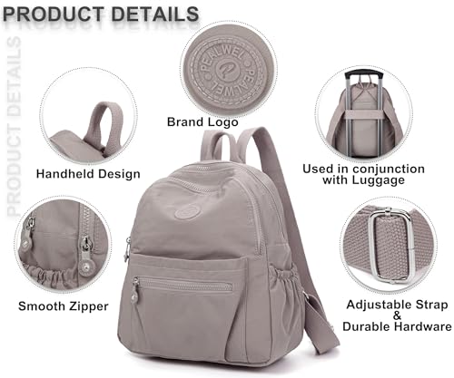 Pealwel Mini Backpack Purse for Women,Small Nylon backpacks for Ladies Backpacks Women Anti Theft Travel Bag (A-Khaki) - color: A-khaki