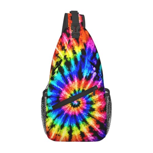 Sling Backpack Unisex Crossbody Chest Bag Shoulder Chest Bag For Women Men Hiking Travel - color: Tie Dye