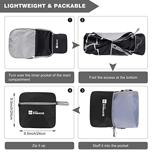 ZOMAKE Lightweight Packable Backpack 35L, Foldable Backpacks Water Resistant Collapsible Light Daypack for Hiking(Black) - color: Black B