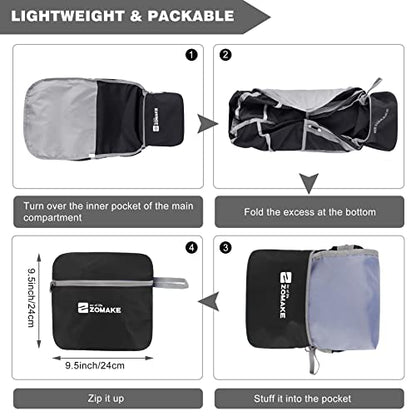 ZOMAKE Lightweight Packable Backpack 35L, Foldable Backpacks Water Resistant Collapsible Light Daypack for Hiking(Black) - color: Black B