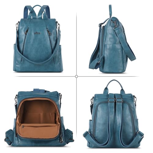 ZOCAI Backpack Purse for Women Medium Anti-Theft Backpacks Purses Design Leather Shoulder Bags with Removable Strap - color: Lake Blue