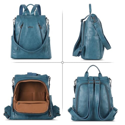 ZOCAI Backpack Purse for Women Medium Anti-Theft Backpacks Purses Design Leather Shoulder Bags with Removable Strap - color: Lake Blue