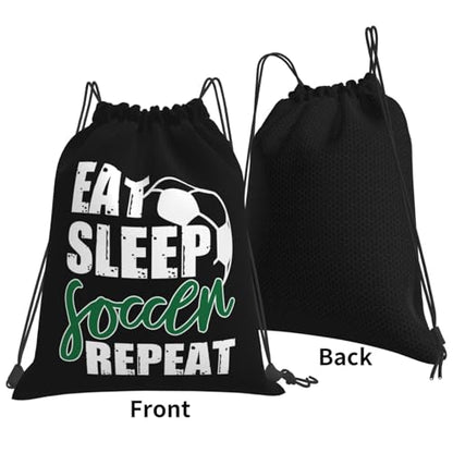 Eat Sleep Soccer Repeat Unisex Drawstring Backpack Bag Sport Gym Travel Swim Sackpack - color: Eat Sleep Soccer Repeat