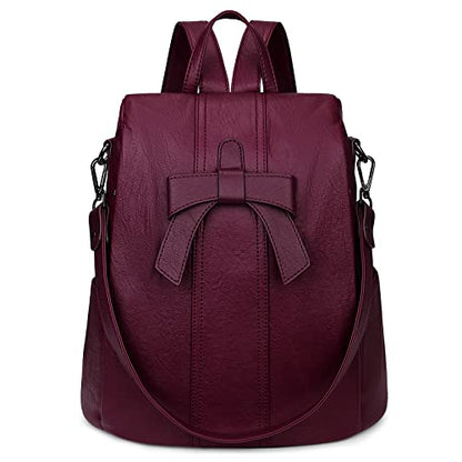 Uromee Backpack Purse for Women Vegan Leather Ladies Fashion Travel Shoulder Bag Convertible - color: 290 Wine Red