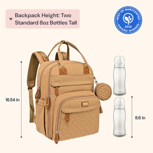 BabbleRoo Diaper Bag Backpack - Baby Essentials Travel Tote - Multi function Water Resistant Diaper Bag, Travel Essentials Baby Bag with Changing Pad, Stroller Straps & Pacifier Case - Unisex, Beige | Baby Essentials Travel Tote - color: Light Brown, size