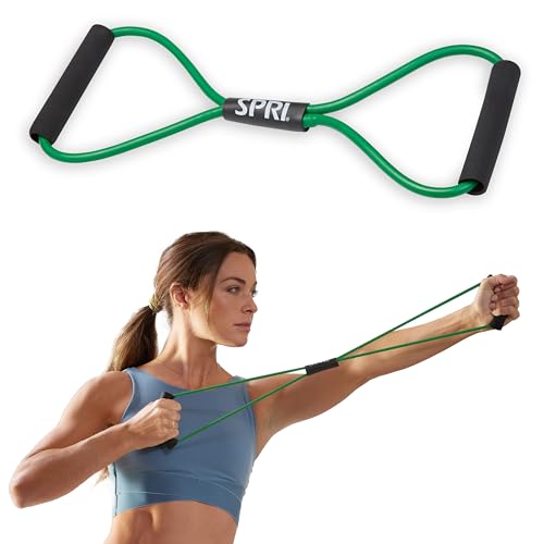 SPRI Ultra Toner Figure 8 Resistance Band with Padded Handles Great for Stretch, Exercise, Fitness Training, Yoga, Resistance Weights, Therapy, Gym or Home Workout Equipment. - style: Light