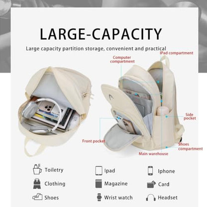 HEAD Gym Tennis Backpack for Women with Shoes Pocket Fits 15.6 inch Laptop - color: Beige With Bottom Pocket