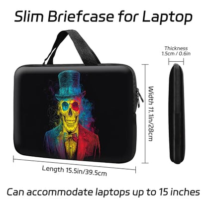 14 15 15.4 15.6 inch Laptop Handle Bag Computer Bag, Pouch Holder Notebook Sleeve Cover Soft Case Compatible for Dell,Lenovo,Toshiba HP, Asus Notebook-Colorful Line Skull Gentleman - color: Colorful Line Skull Gentleman