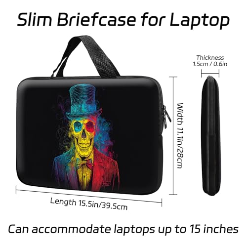 14 15 15.4 15.6 inch Laptop Handle Bag Computer Bag, Pouch Holder Notebook Sleeve Cover Soft Case Compatible for Dell,Lenovo,Toshiba HP, Asus Notebook-Colorful Line Skull Gentleman - color: Colorful Line Skull Gentleman