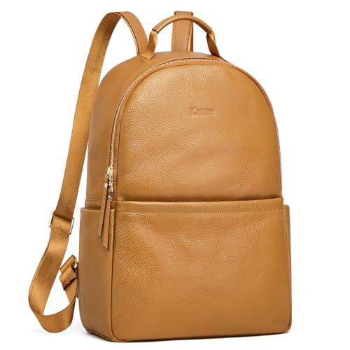 Kattee Genuine Leather Backpack Purse for Women Antitheft Rucksack Soft Work Casual Daypack Fashion - color: Khaki