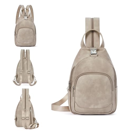 CLUCI Sling Bag for Women Leather Women's Backpack Small Convertible Backpack Purse Crossbody Bag for Travel - color: 1-3 Grey
