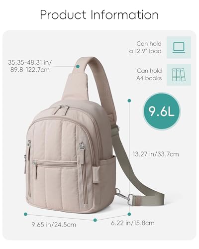 HomemeDiary Large Sling Bag for Women, Puffer Crossbody Bag Purses Sling Backpack, RFID Fanny Packs for Travel Daily Hiking - color: Khaki