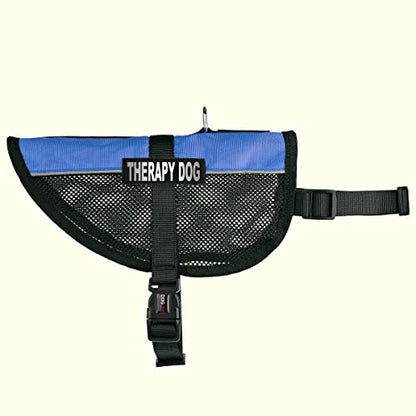 Dogline MaxAire Multi-Purpose Mesh Vest for Dogs and 2 Removable Therapy Dog Patches, Medium, Blue - color: Blue, size: Girth 17 by 21"