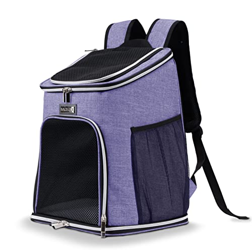 BAGLHER Cat Backpack Carrier, Mesh Pet Cat Carrier for Medium Small Dog Cat Puppy Kitten Bunny up to 18lbs, Dog Travel Backpack for Picnic Hiking Walking Cycling, Purple - color: Purple, size: Non-Expandable