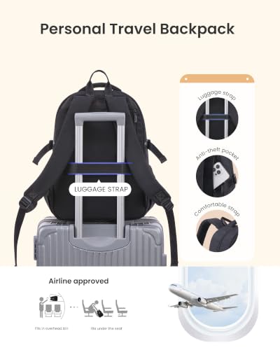 LOVEVOOK Laptop Backpack for Women Teens, 15.6" Computer Bag with 40oz Tumbler Buckle, College School Backpack,14 Pockets - color: Solid Black, size: 15.6inch