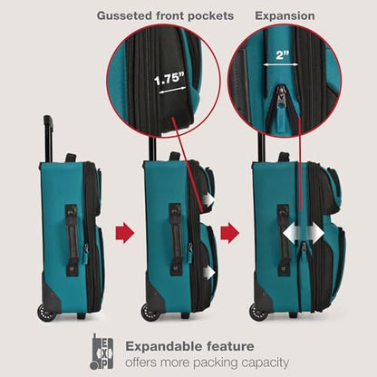 U.S. Traveler Rio Lightweight Softside Rolling Carry-on Suitcase, 2-Wheel Single, Teal - color: Teal, size: 21"