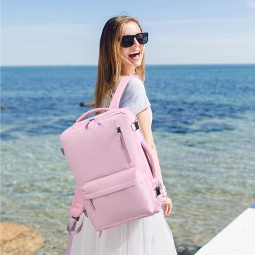 GAEKEAO Travel Backpack for Women Men, Airline Approved 15.6 Inch Laptop Carry On Backpack with Shoe Pouch Luggage Weekender Bag for Travel Business Work Hiking Purple - color: B03 Pink Purple