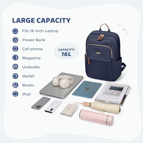Hiking Travel Backpack for Women Casual Business Weekender Multilayer Laptop Bag,16 Inch,Navy blue - color: A-navy Blue, size: 16 Inch