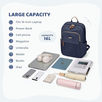 Hiking Travel Backpack for Women Casual Business Weekender Multilayer Laptop Bag,16 Inch,Navy blue - color: A-navy Blue, size: 16 Inch