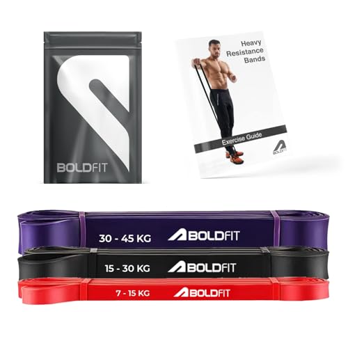 Boldfit heavy resistance band workout exercise and stretching pull up bands home exercise bands for gym men women resistance bands bands - style: Red Black Purple - (Heavy)