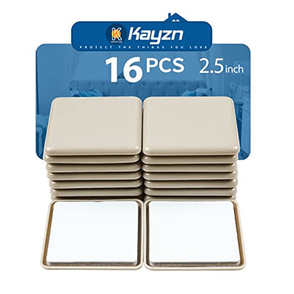 2.5 Inch Self-Stick Furniture Sliders, 16 PCS Square Furniture Sliders for Carpet, Self-Adhesive Chair Sliders, Carpet Sliders - Protect Carpet & Move Furniture Easily. - size: 2 1/2 inch (square)