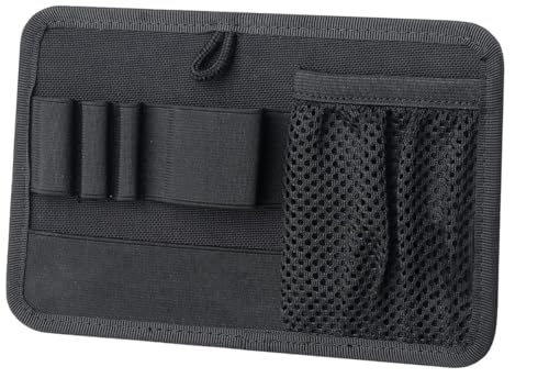 Tactical Bag Insert Panel Organizer - Hook and Loop Modular Utility Admin Panel for Backpack, Vest, Pack | EDC Organizer with Elastic Webbing & Mesh Pocket - color: Black