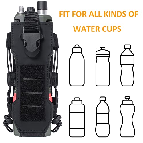 2023 Upgrade Laser Cut Design Molle Radio Pouch Holder & Molle Adjustable Water Bottle Holder 40 oz,Black/Green/Coyote Tan Tactical Bottle Pouch for Backpack Belt - color: Tan