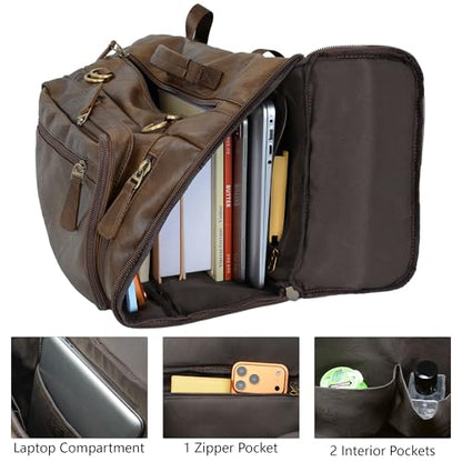 GOWIN Vegan Leather Backpack fit 16 Inch Laptop ‌Convertible Travel Backpack for Men, TSA Approved (Brown) - color: Brown