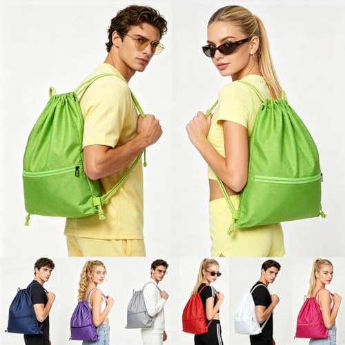 Drawstring Backpack Bag Sport Gym Sackpack-Large(Green) - color: Green