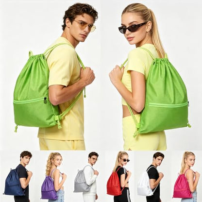 Drawstring Backpack Bag Sport Gym Sackpack-Large(Green) - color: Green