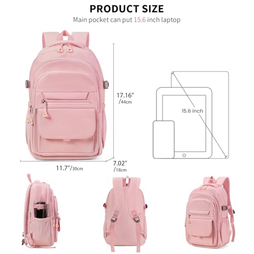 GAEKEAO Travel Backpack for Women Men,15.6 Inch Laptop Backpack Lightweight Casual Daypack Cute Bookbags for Work College Pink - color: A04 Pink