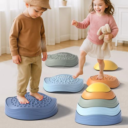 Lehoo Castle Stepping Stones for Kids, Non-Slip Toddler Stepping Stones, Indoor & Outdoor Sensory Toys for Toddlers 1-3, Balance Board Obstacle Course for Kids 3-5 - style: Classic