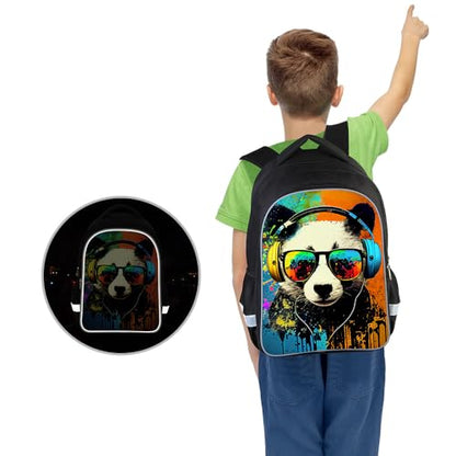 HiMagics Trendy School Backpack for Teen Boys Girls, Aesthetic Middle High School Bookbag with Laptop Compartment, Lightweight Primary Senior School Travel Bag rucksack for K-12th Grade Students - color: A01-panda