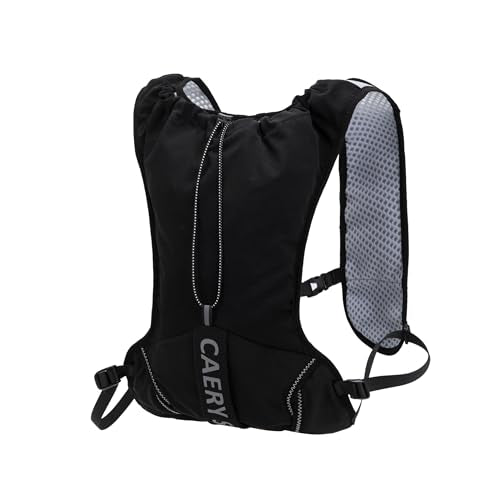 Lightweight Running Hydration Backpack, 1.5L Water Bag Running Vest | Marathon, Hiking Cycling, Breathable Adjustable Design, Unisex - color: Black