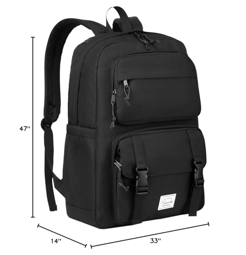 VASCHY Backpack for Men, Unisex Large Fashion Schoolbag Book bag Rucksack for High School/College/Work/Travel/Commuter Black - color: Black