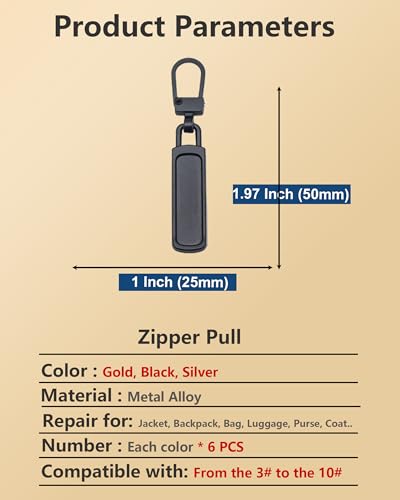 Zipper Pull Replacement, Detachable Zipper Pull Tabs for Jackets Backpacks Luggage Purses Coats – Easy to Install, Durable Zinc Alloy – Available in Black, Gold, Silver (6 Pack Black) - color: Black