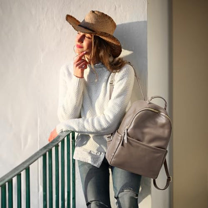 Kattee Genuine Leather Backpack Purse for Women Antitheft Rucksack Soft Work Casual Daypack Fashion - color: Brown