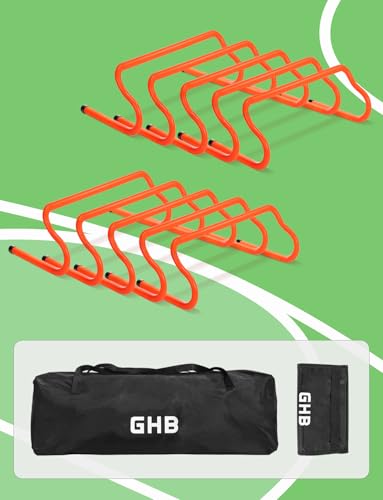 GHB Agility Hurdles 8" Speed Agility Training Hurdles, Detachable Sturdy Hurdles Training Equipment Set with Carry Bag for Kids,Athletes,Soccer,Basketball - size: 10 Pack
