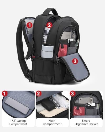 CROSSGEAR Ergonomic Laptop Backpack Reduce Shoulder Strain by 30%, 16 Inch Large Work Backpack, Lightweight Waterproof Travel Backpack, YKK Zipper, Carry-On Bookbag for Work Commute and Travel, Black - size: 16 inch