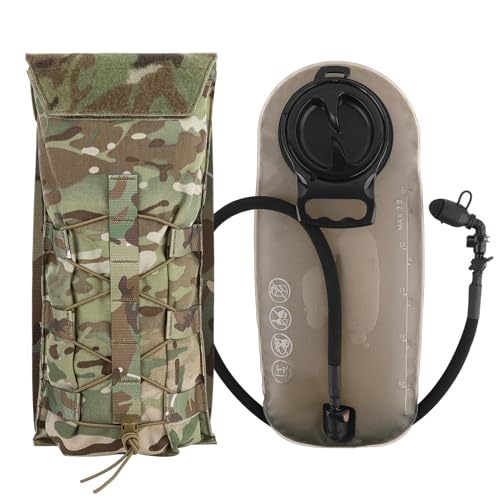 PETAC GEAR 1.5L / 3L Tactical Hydration Pack，Molle Carrier Pouch for 50 oz /100 oz Hydration Bladder Daypack Water Backpack. - color: MC, size: 3L combination set